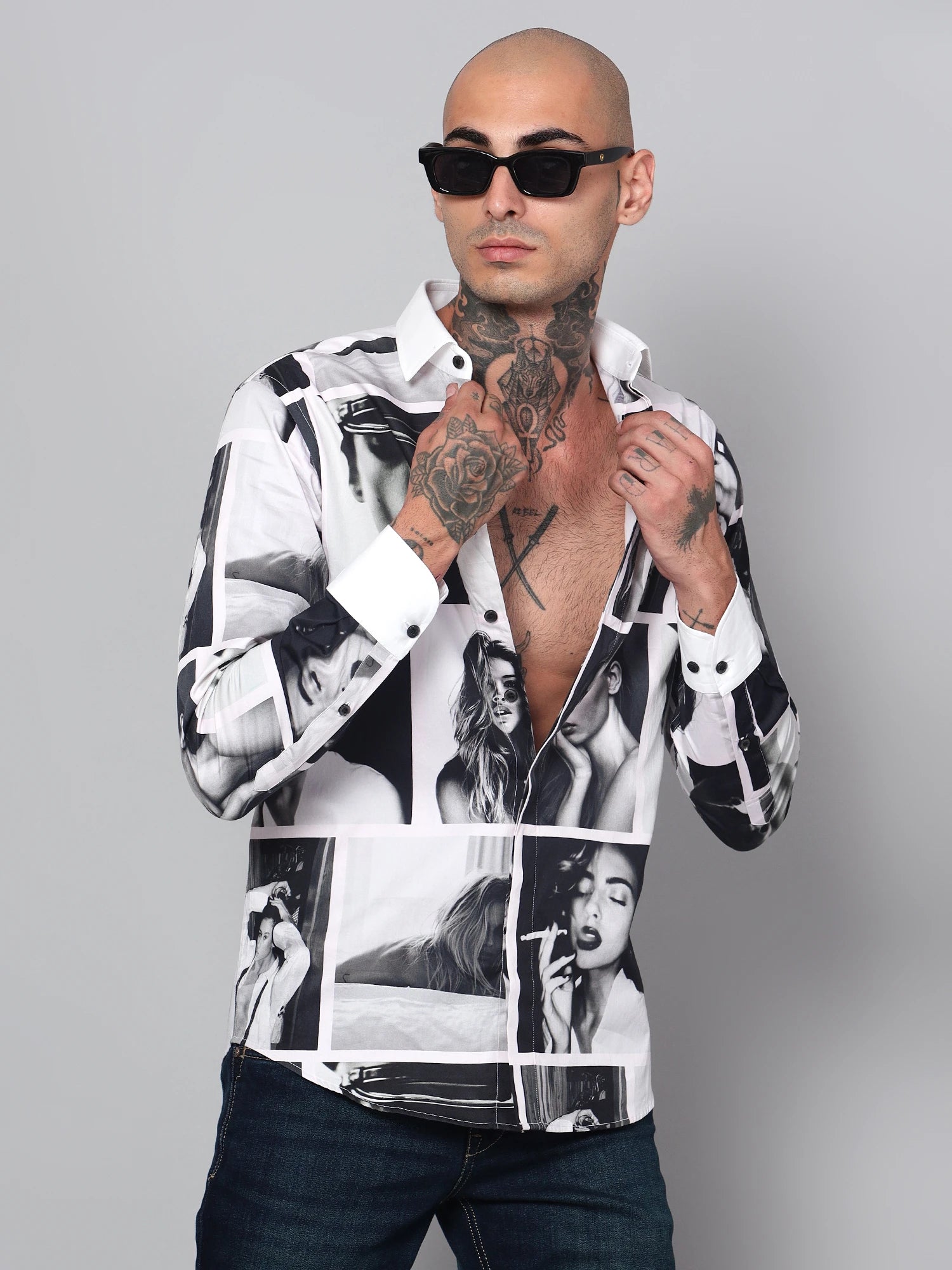 SATIN SMOKE PRINTED SHIRT